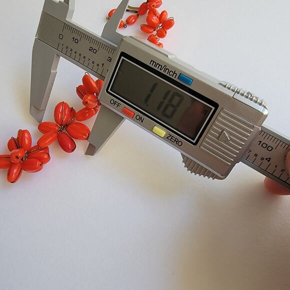 Red Flower Necklace - Vintage Beads - Signed M. West Germany - Picture 9 of 9